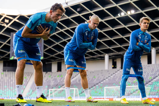 Sander Berge, Erling Braut Haaland and Martin Ødegaard of