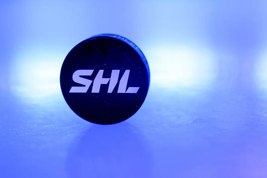 Matchpuck före ishockeymatchen i SHL mellan Växjö och