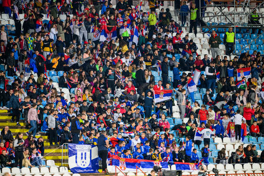 during the Nations League between Serbia and Sweden