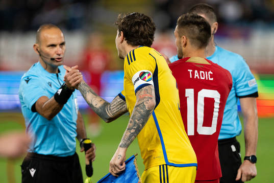 Victor Nilsson Lindelöf of Sweden with the captain's