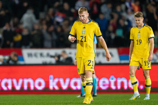 Dejan Kulusevski of Sweden looks dejected