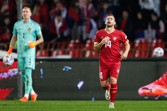 Aleksa Terzic of Serbia looks dejected