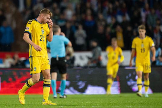 Dejan Kulusevski of Sweden looks dejected