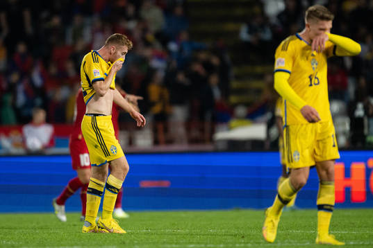 Dejan Kulusevski of Sweden looks dejected