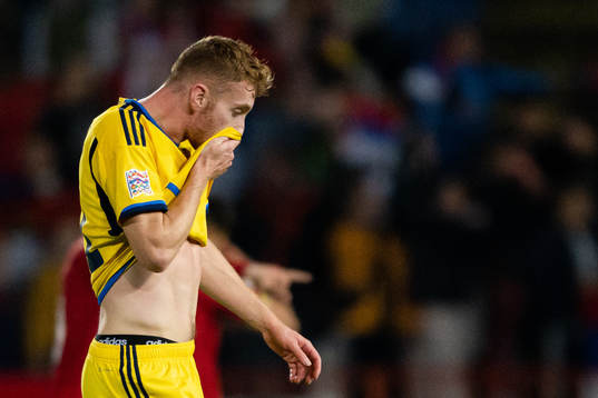 Dejan Kulusevski of Sweden looks dejected