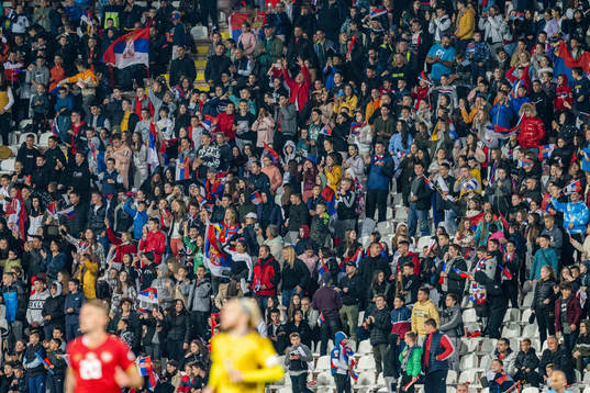during the Nations League between Serbia and Sweden