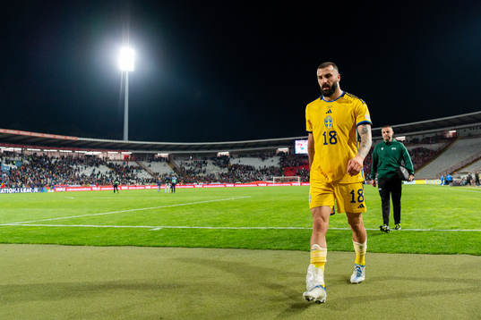 Mikael Ishak of Sweden looks dejected