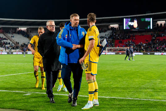Head coach Janne Andersson, Assistant coach Peter