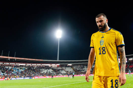 Mikael Ishak of Sweden looks dejected