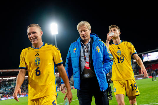 Ludwig Augustinsson, Mattias Svanberg and Team manager