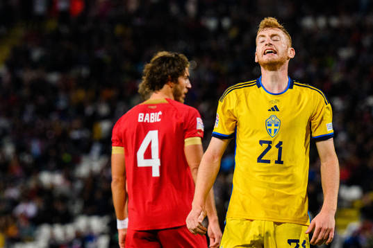 Dejan Kulusevski of Sweden looks dejected