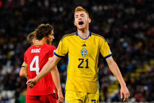 Dejan Kulusevski of Sweden looks dejected