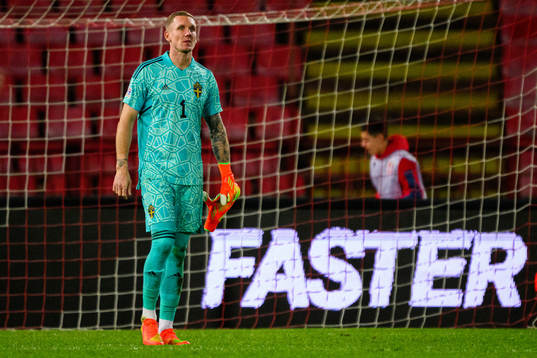Goalkeeper Robin Olsen Lindelöf of Sweden looks dejected