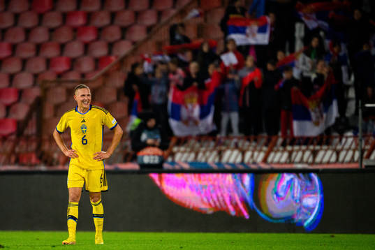 Ludwig Augustinsson of Sweden looks dejected