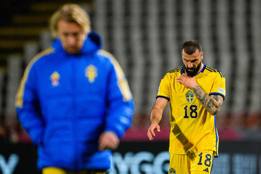 Mikael Ishak of Sweden looks dejected