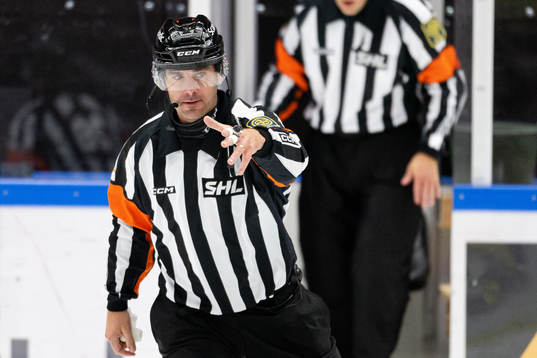 Domare Richard Magnusson godkänner Malmö Redhawks 1-0 mål