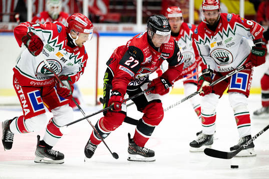 Frölundas Mats Rosseli Olsen och Malmö Redhawks Ponthus