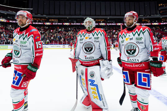 Frölundas Anders Grönlund, målvakt Lars Johansson och