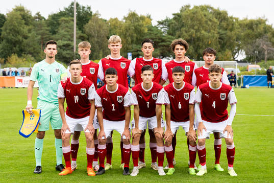 Players of Austria pose for a team photo