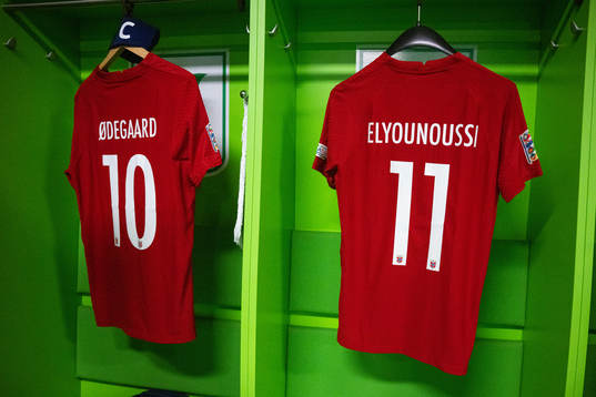 The kits of Martin Ødegaard and Mohamed Elyounoussi of