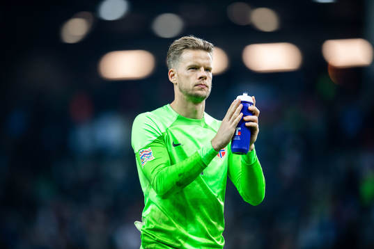 Goalkeeper Ørjan Håskjold Nyland of Norway looks dejected
