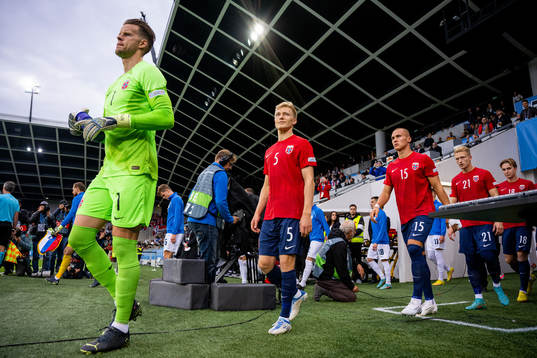 Birger Meling of Norway enters the pitch