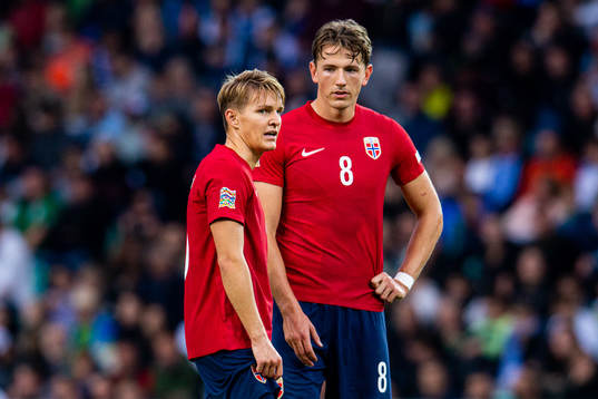Martin Ødegaard and Sander Berge of Norway