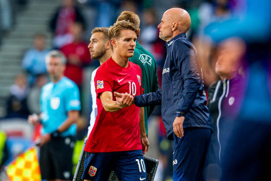 Martin Ødegaard and Ståle Solbakken, head coach of Norway