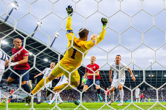 Leo Skiri Østigård of Norway sees his attempt being saved