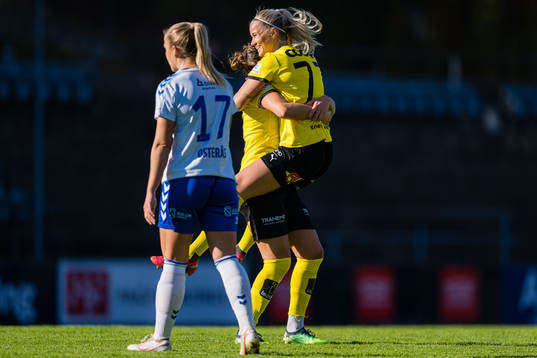 Eva Amanda Johnsson Haahr of LSK Kvinner celebrates