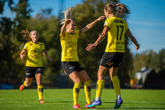 Eva Amanda Johnsson Haahr of LSK Kvinner celebrates