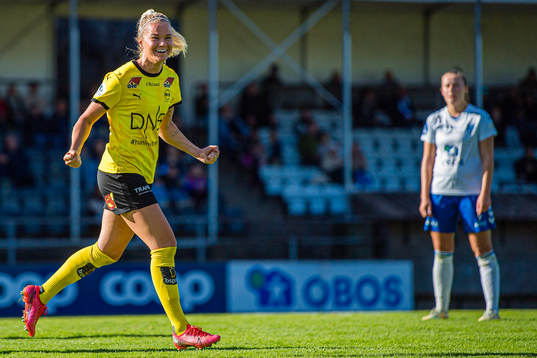 Eva Amanda Johnsson Haahr of LSK Kvinner celebrates