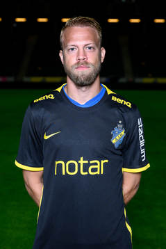 Daniel Sundgren poses for a portrait with the jersey of his
