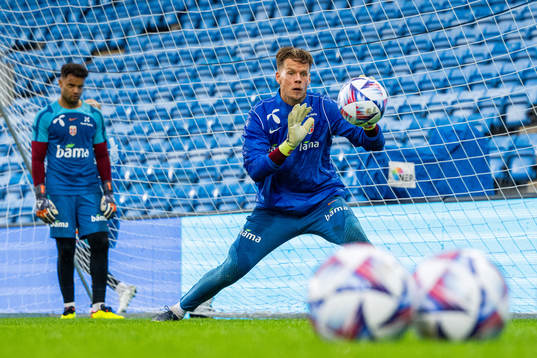 Goalkeeper Ørjan Håskjold Nyland of the Norwegian