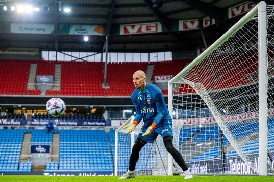 Goalkeeper André Hansen of the Norwegian national football