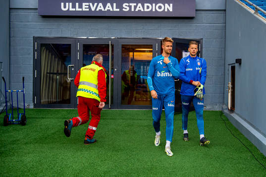 Kristoffer Ajer and goalkeeper Ørjan Håskjold Nyland of