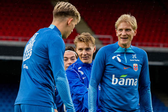 Martin Ødegaard and Morten Thorsby of the Norwegian