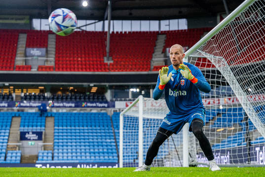 Goalkeeper André Hansen of the Norwegian national football