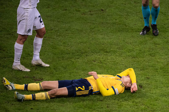 Viktor Claesson of Sweden in pain