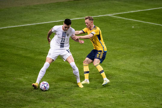 Benjamin Sesko of Slovenia and Joel Andersson of Sweden