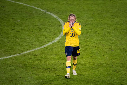 Emil Forsberg of Sweden looks dejected
