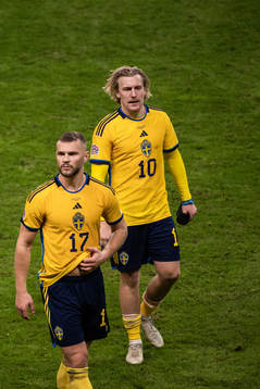 Jesper Karlström and Emil Forsberg of Sweden looks dejected