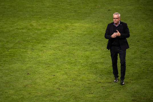Head coach Janne Andersson of Sweden looks dejected
