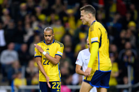 Robin Quaison of Sweden looks dejected