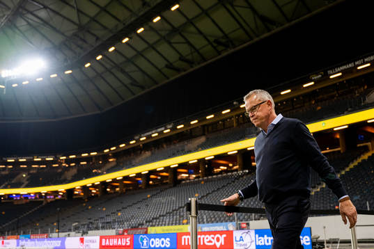 Head coach Janne Andersson of Sweden looks dejected