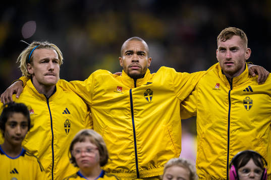 Emil Forsberg, Robin Quaison and Dejan Kulusevski of Sweden