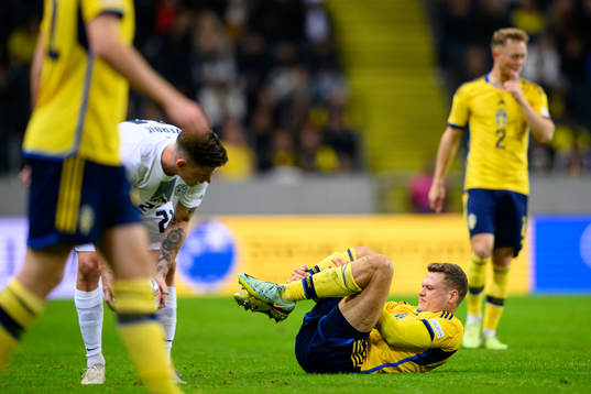 Viktor Claesson of Sweden in pain