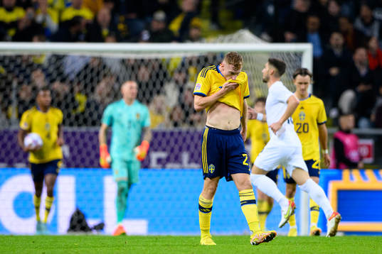 Dejan Kulusevski of Sweden looks dejected