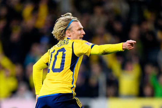Emil Forsberg of Sweden celebrates