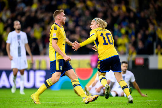 Dejan Kulusevski of Sweden and Emil Forsberg of Sweden